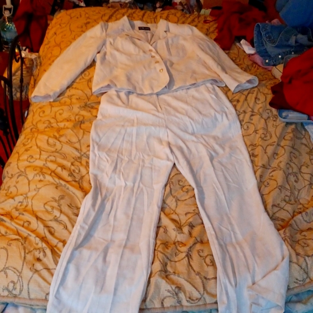 Cream pants suit